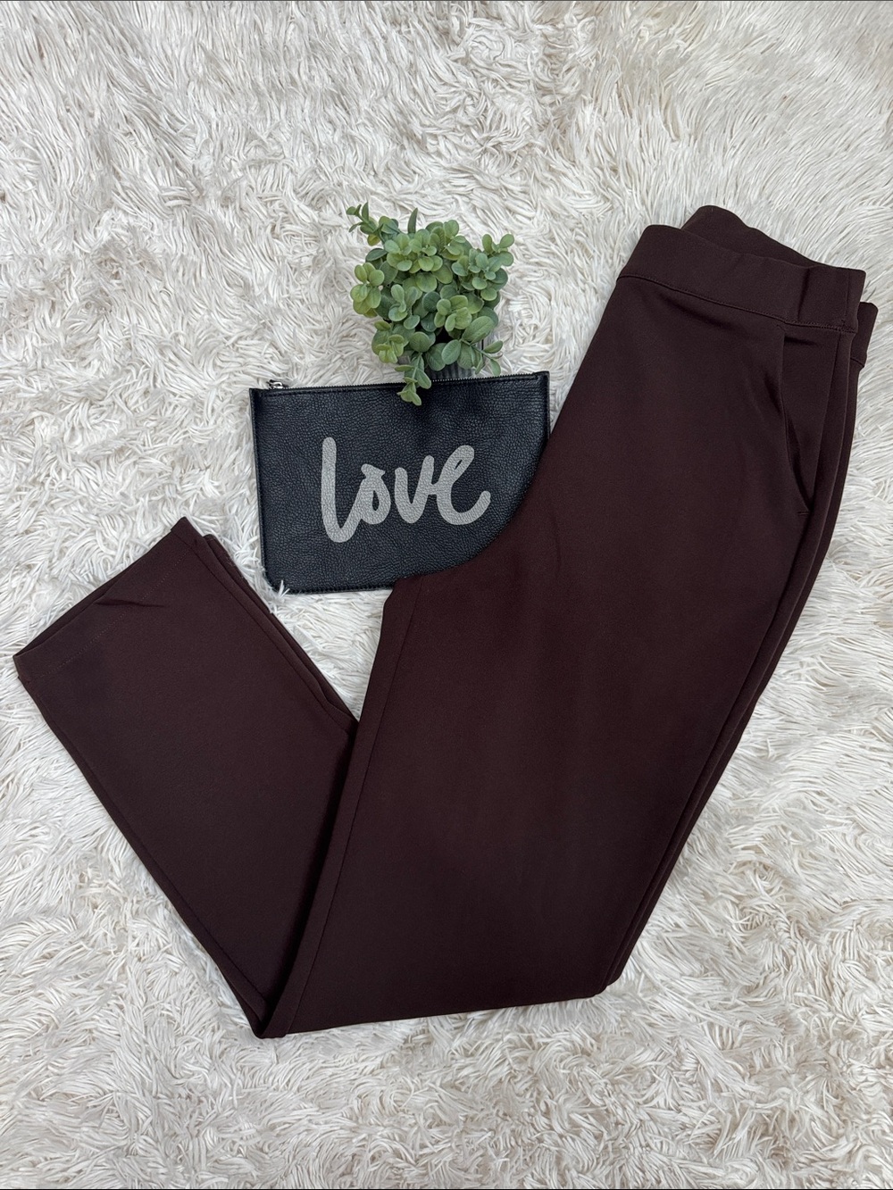 Zenana Straight Leg Ponte Pull On Pants 💗 Brown